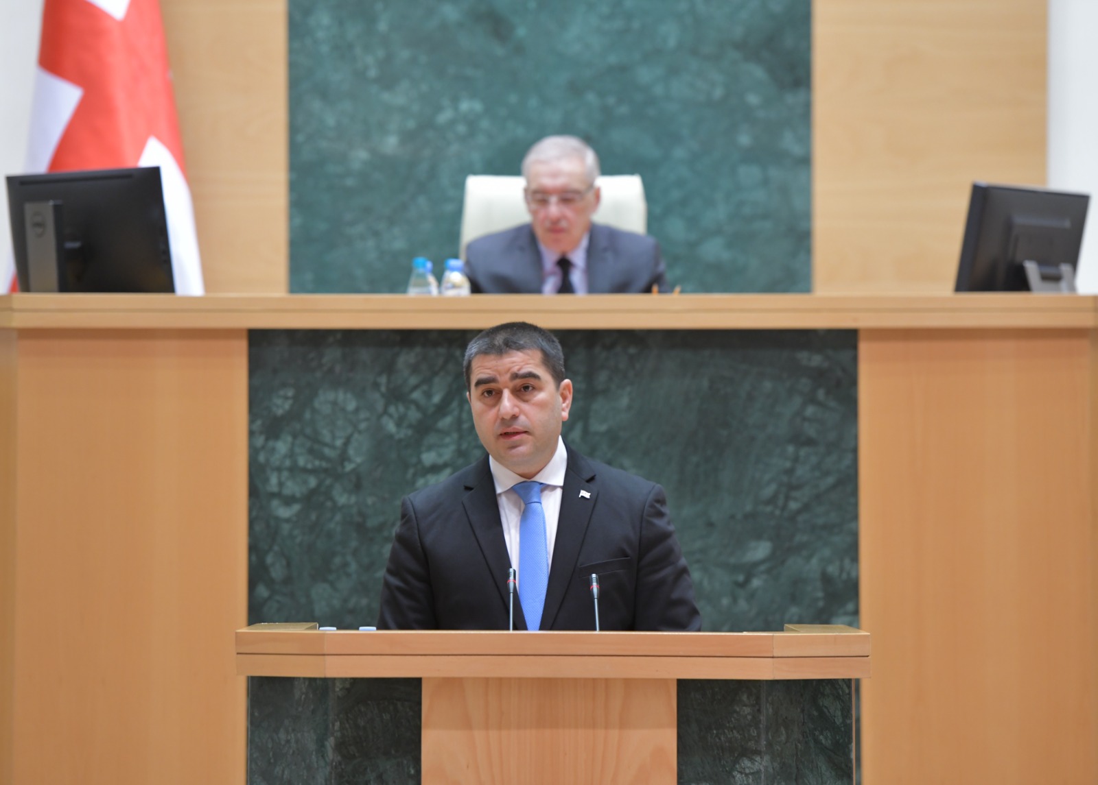 დავით გაბაიძე პარლამენტის თავმჯდომარის ყოველწლიურ ანგარიშს დაესწრო