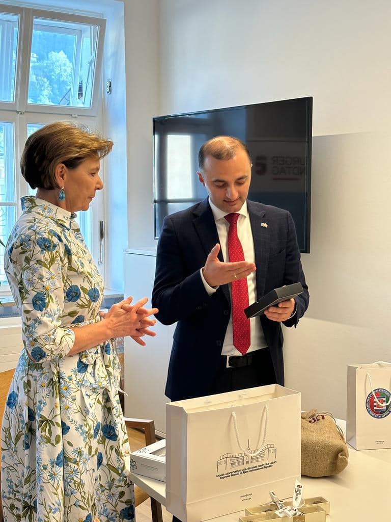 დავით გაბაიძე, ზალცბურგში ვიზიტის ფარგლებში, ევროკომისარ იოჰანეს ჰანსს შეხვდა