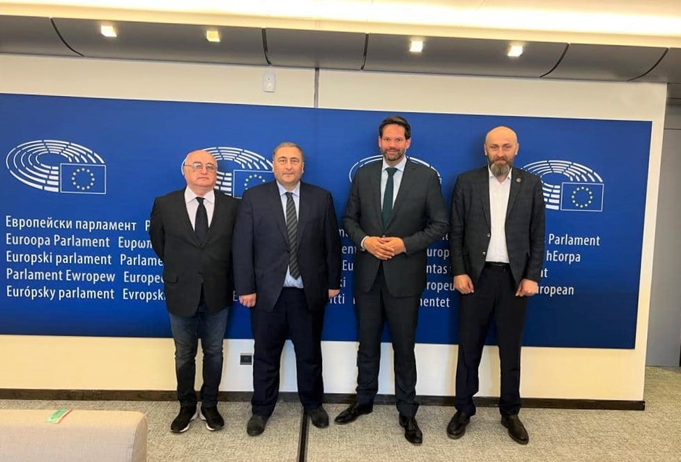 დავით ბაციკაძე, ლაშა სირაბიძე და ირაკლი ჩავლეიშვილი ევროპარლამენტში ლუკას მანდლს შეხვდნენ