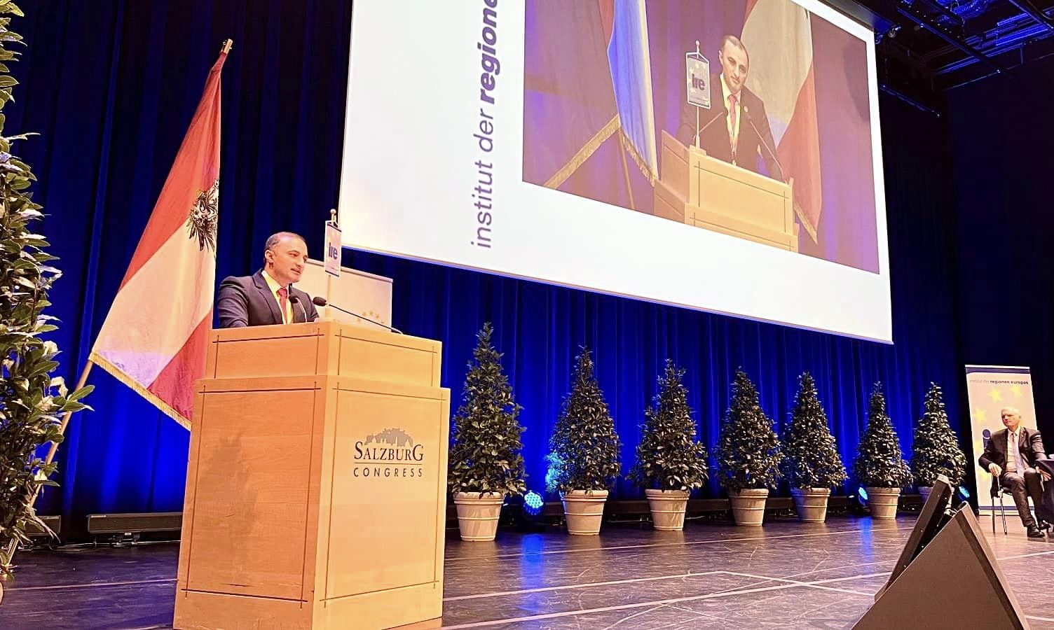 დავით გაბაიძე ევროპის რეგიონთა ინსტიტუტის სამიტზე პრეზენტაციით წარსდგა