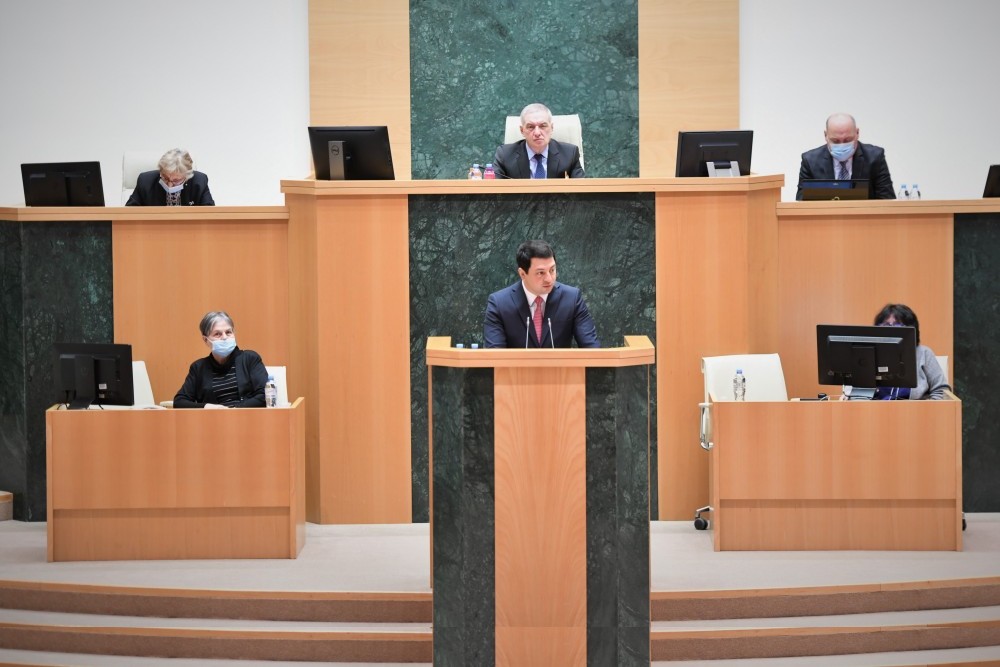 დავით გაბაიძე საქართველოს პარლამენტის თავმჯდომარის ყოველწლიურ ანგარიშს დაესწრო